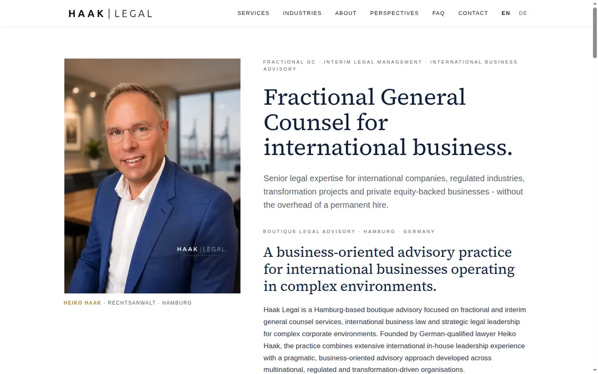 Homepage of haak.legal
